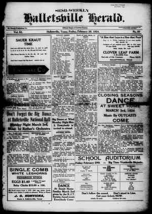 Semi-weekly Halletsville Herald. (Hallettsville, Tex.), Vol. 52, No. 80, Ed. 1 Friday, February 29, 1924