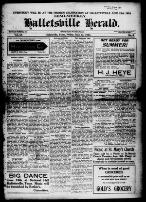 Semi-weekly Halletsville Herald. (Hallettsville, Tex.), Vol. 53, No. 6, Ed. 1 Friday, June 13, 1924