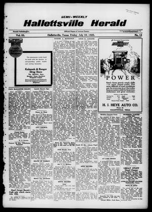 Semi-weekly Hallettsville Herald (Hallettsville, Tex.), Vol. 53, No. 12, Ed. 1 Friday, July 10, 1925