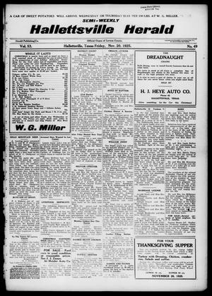 Semi-weekly Hallettsville Herald (Hallettsville, Tex.), Vol. 53, No. 49, Ed. 1 Friday, November 20, 1925