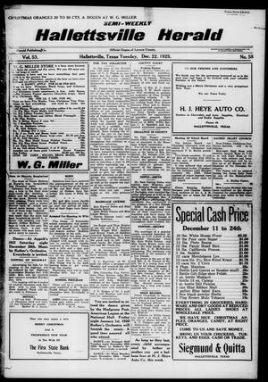 Semi-weekly Hallettsville Herald (Hallettsville, Tex.), Vol. 53, No. 58, Ed. 1 Tuesday, December 22, 1925