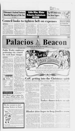 Primary view of object titled 'Palacios Beacon (Palacios, Tex.), Vol. 85, No. 47, Ed. 1 Wednesday, November 25, 1992'.