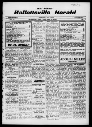 Semi-weekly Hallettsville Herald (Hallettsville, Tex.), Vol. 54, No. 75, Ed. 1 Friday, February 26, 1926