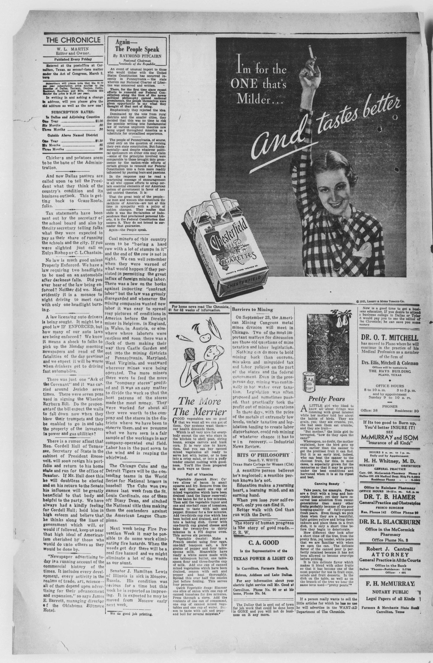 The Carrollton Chronicle (Carrollton, Tex.), Vol. 31, No. 47, Ed. 1 Friday, October 4, 1935
                                                
                                                    [Sequence #]: 2 of 4
                                                