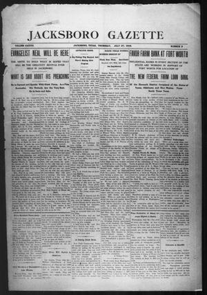 Jacksboro Gazette (Jacksboro, Tex.), Vol. 38, No. 9, Ed. 1 Thursday, July 27, 1916
