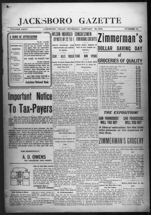 Jacksboro Gazette (Jacksboro, Tex.), Vol. 35, No. 33, Ed. 1 Thursday, January 28, 1915