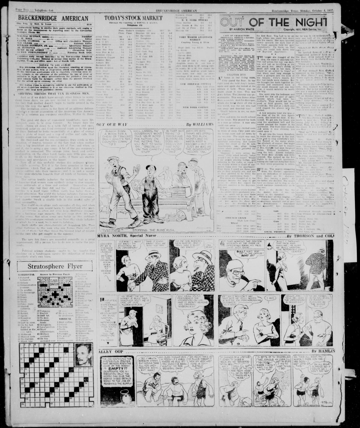Breckenridge American (Breckenridge, Tex.), Vol. 17, No. 235, Ed. 1, Monday, October 4, 1937
                                                
                                                    [Sequence #]: 2 of 4
                                                