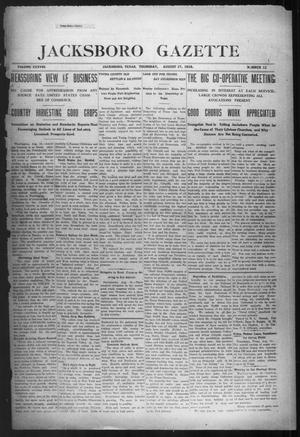 Primary view of object titled 'Jacksboro Gazette (Jacksboro, Tex.), Vol. 38, No. 12, Ed. 1 Thursday, August 17, 1916'.