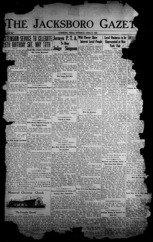 The Jacksboro Gazette (Jacksboro, Tex.), Vol. 59, No. 47, Ed. 1 Thursday, April 27, 1939