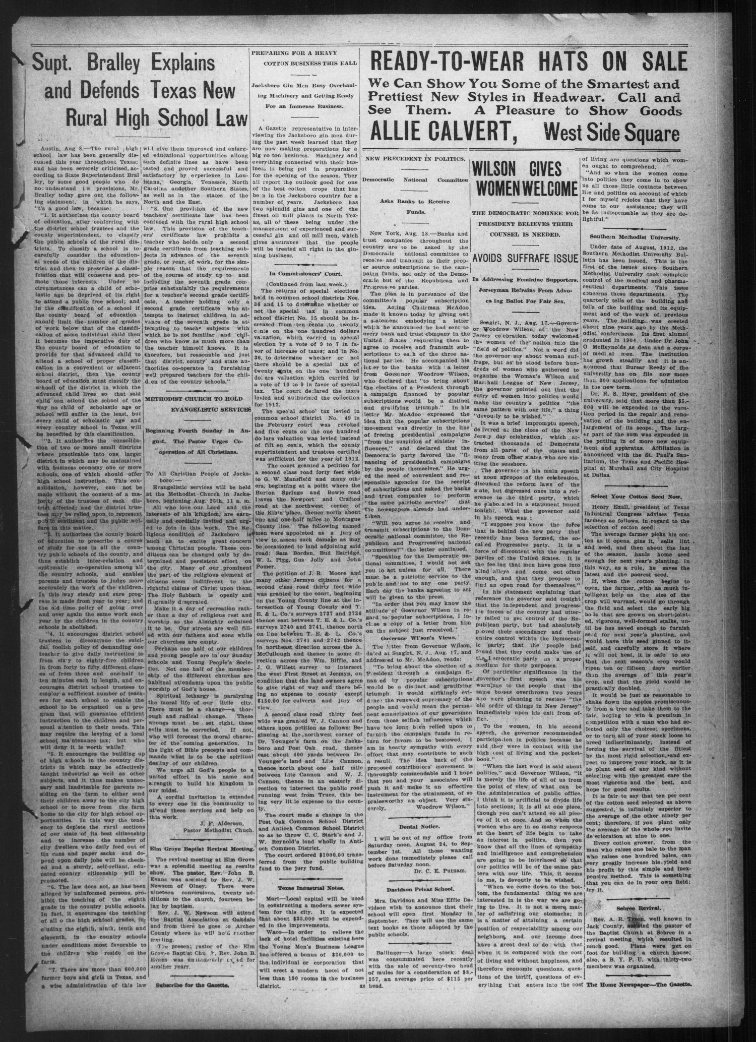 Jacksboro Gazette (Jacksboro, Tex.), Vol. 33, No. 12, Ed. 1 Thursday, August 22, 1912
                                                
                                                    [Sequence #]: 5 of 8
                                                