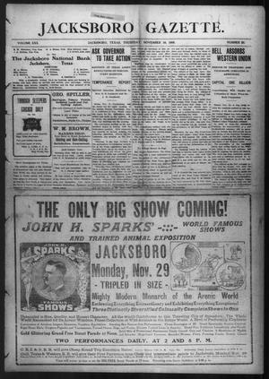 Jacksboro Gazette. (Jacksboro, Tex.), Vol. 30, No. 25, Ed. 1 Thursday, November 18, 1909
