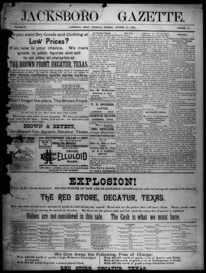 Jacksboro Gazette. (Jacksboro, Tex.), Vol. 11, No. 18, Ed. 1 Thursday, October 30, 1890