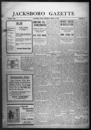 Primary view of object titled 'Jacksboro Gazette (Jacksboro, Tex.), Vol. 35, No. 39, Ed. 1 Thursday, March 11, 1915'.