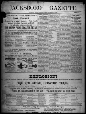 Primary view of object titled 'Jacksboro Gazette. (Jacksboro, Tex.), Vol. 11, No. 19, Ed. 1 Thursday, November 13, 1890'.