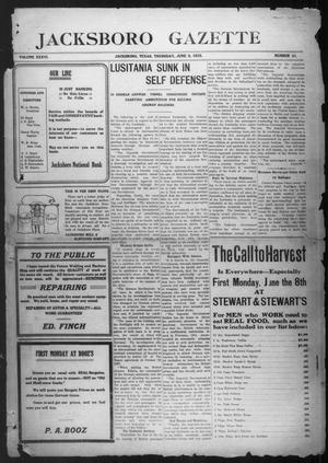 Primary view of object titled 'Jacksboro Gazette (Jacksboro, Tex.), Vol. 36, No. 51, Ed. 1 Thursday, June 3, 1915'.