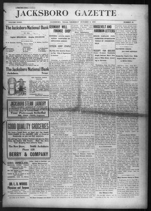 Primary view of object titled 'Jacksboro Gazette (Jacksboro, Tex.), Vol. 33, No. 18, Ed. 1 Thursday, October 3, 1912'.