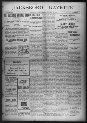 Primary view of object titled 'Jacksboro Gazette (Jacksboro, Tex.), Vol. 32, No. 22, Ed. 1 Thursday, October 19, 1911'.