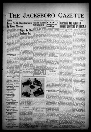 Primary view of object titled 'The Jacksboro Gazette (Jacksboro, Tex.), Vol. 59, No. 17, Ed. 1 Thursday, September 29, 1938'.