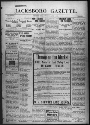 Primary view of object titled 'Jacksboro Gazette. (Jacksboro, Tex.), Vol. 30, No. 1, Ed. 1 Thursday, June 3, 1909'.