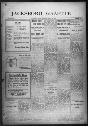 Jacksboro Gazette (Jacksboro, Tex.), Vol. 35, No. 40, Ed. 1 Thursday, March 18, 1915