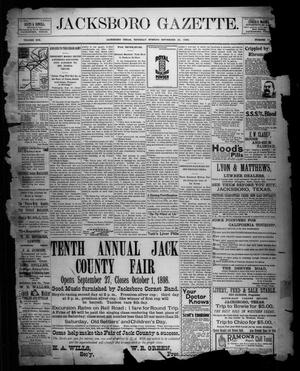 Primary view of object titled 'Jacksboro Gazette. (Jacksboro, Tex.), Vol. 19, No. 17, Ed. 1 Thursday, September 22, 1898'.