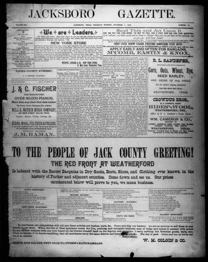 Jacksboro Gazette. (Jacksboro, Tex.), Vol. 13, No. 19, Ed. 1 Thursday, November 3, 1892