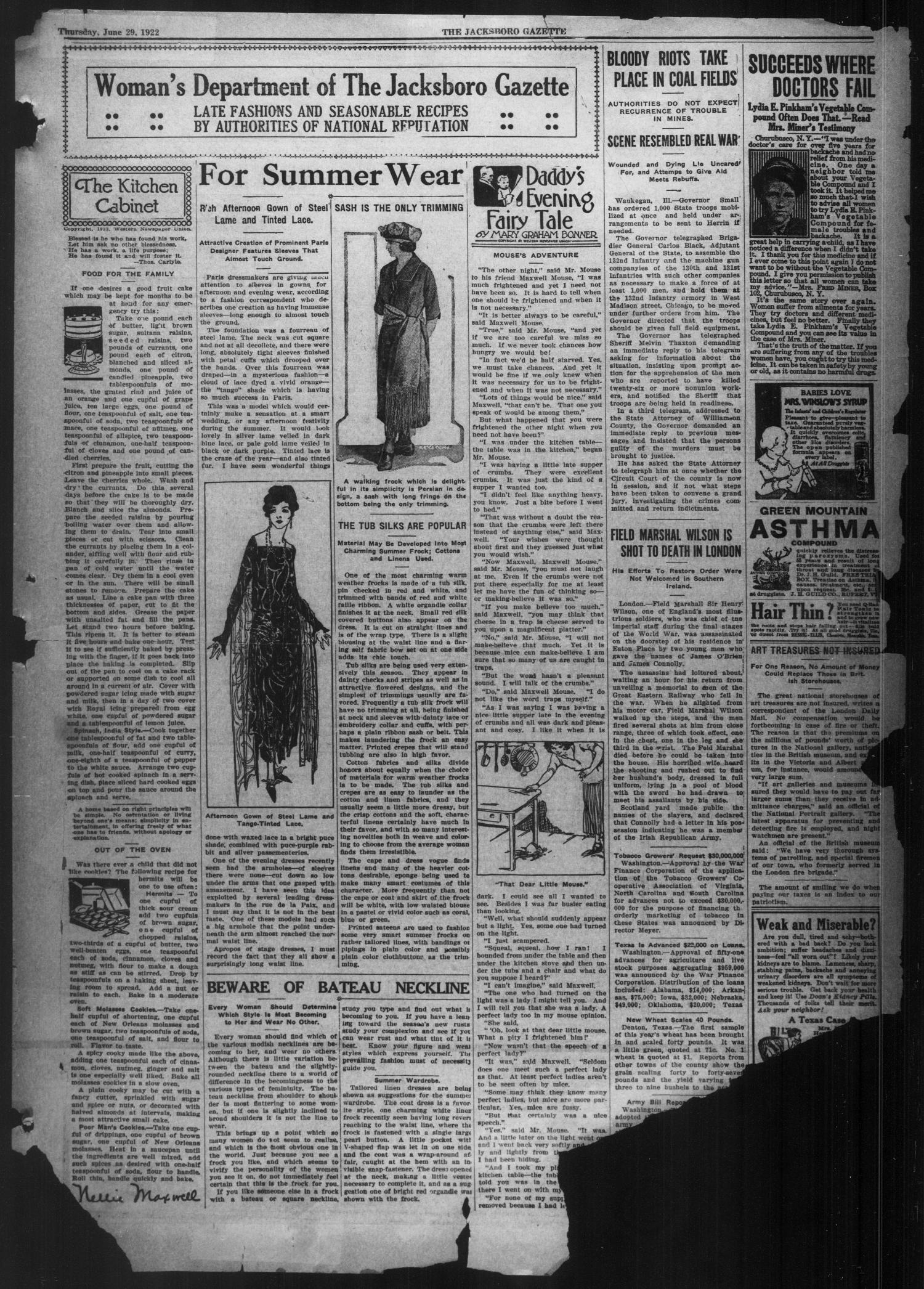 The Jacksboro Gazette (Jacksboro, Tex.), Vol. 43, No. 5, Ed. 1 Thursday, June 29, 1922
                                                
                                                    [Sequence #]: 7 of 8
                                                