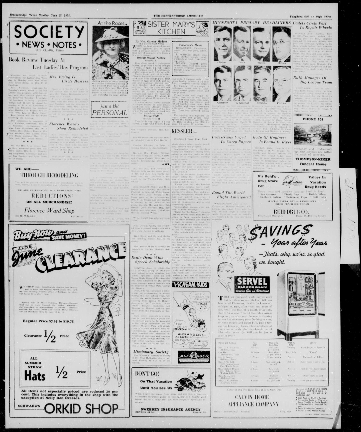 Breckenridge American (Breckenridge, Tex.), Vol. 18, No. 144, Ed. 1, Sunday, June 19, 1938
                                                
                                                    [Sequence #]: 3 of 6
                                                