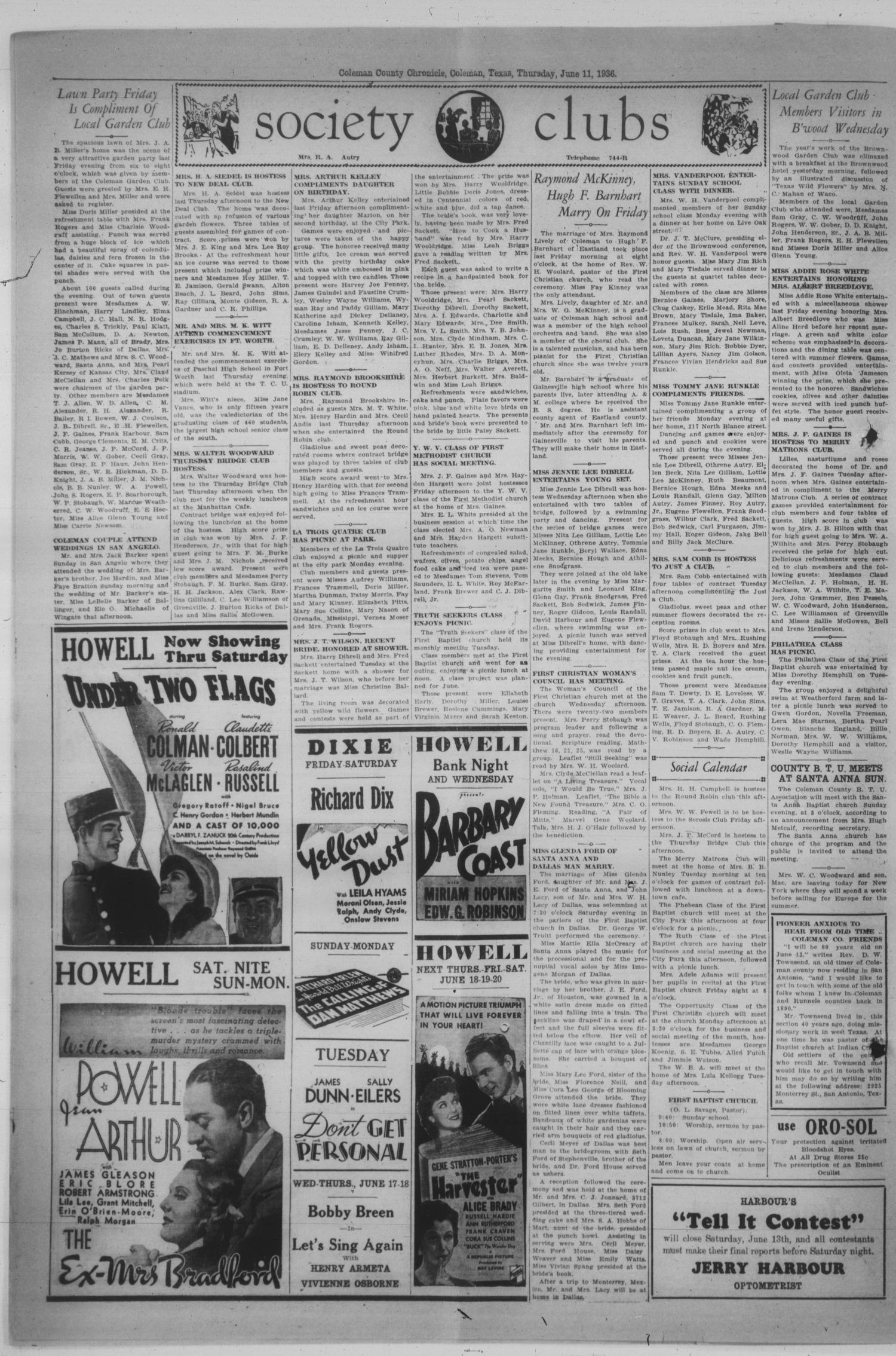 Coleman County Chronicle (Coleman, Tex.), Vol. 4, No. 23, Ed. 1 Thursday, June 11, 1936
                                                
                                                    [Sequence #]: 4 of 10
                                                