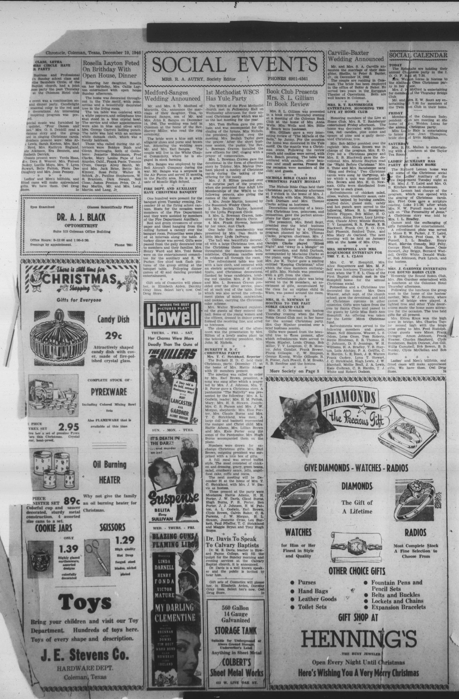 Coleman County Chronicle (Coleman, Tex.), Vol. 15, No. 1, Ed. 1 Thursday, December 19, 1946
                                                
                                                    [Sequence #]: 4 of 28
                                                