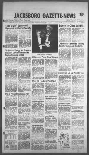 Jacksboro Gazette-News (Jacksboro, Tex.), Vol. 108, No. 31, Ed. 1 Monday, December 4, 1989
