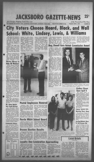 Jacksboro Gazette-News (Jacksboro, Tex.), Vol. 107, No. 48, Ed. 1 Monday, April 6, 1987