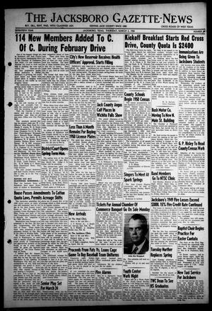 The Jacksboro Gazette-News (Jacksboro, Tex.), Vol. 70, No. 40, Ed. 1 Thursday, March 2, 1950