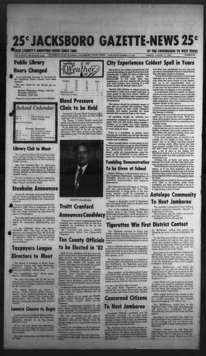 Primary view of object titled 'Jacksboro Gazette-News (Jacksboro, Tex.), Vol. 102, No. 35, Ed. 1 Monday, January 11, 1982'.