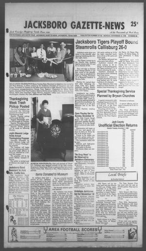 Primary view of Jacksboro Gazette-News (Jacksboro, Tex.), Vol. 108, No. 28, Ed. 1 Monday, November 13, 1989