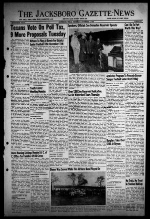 Primary view of object titled 'The Jacksboro Gazette-News (Jacksboro, Tex.), Vol. 70, No. 23, Ed. 1 Thursday, November 3, 1949'.