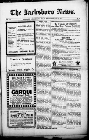 Primary view of object titled 'The Jacksboro News. (Jacksboro, Tex.), Vol. 20, No. 25, Ed. 1 Wednesday, June 21, 1916'.