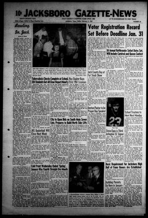 Primary view of object titled 'Jacksboro Gazette-News (Jacksboro, Tex.), Vol. EIGHTY-SEVENTH YEAR, No. 36, Ed. 1 Thursday, February 2, 1967'.