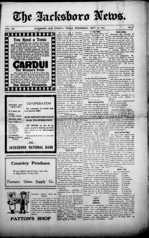 The Jacksboro News. (Jacksboro, Tex.), Vol. 20, No. 37, Ed. 1 Wednesday, September 13, 1916