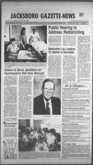Primary view of Jacksboro Gazette-News (Jacksboro, Tex.), Vol. 110, No. 10, Ed. 1 Monday, July 9, 1990