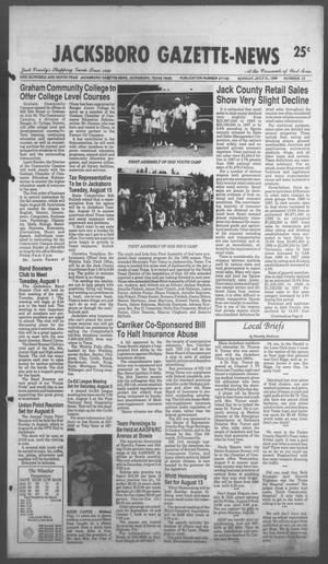 Primary view of object titled 'Jacksboro Gazette-News (Jacksboro, Tex.), Vol. 108, No. 13, Ed. 1 Monday, July 31, 1989'.