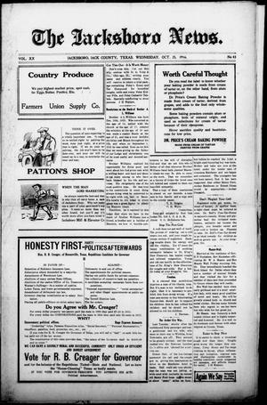 The Jacksboro News. (Jacksboro, Tex.), Vol. 20, No. 43, Ed. 1 Wednesday, October 25, 1916