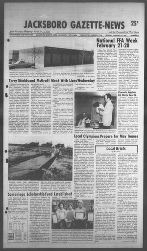 Primary view of object titled 'Jacksboro Gazette-News (Jacksboro, Tex.), Vol. 105, No. 41, Ed. 1 Monday, February 16, 1987'.