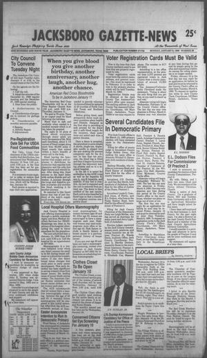 Primary view of Jacksboro Gazette-News (Jacksboro, Tex.), Vol. 109, No. 36, Ed. 1 Monday, January 8, 1990