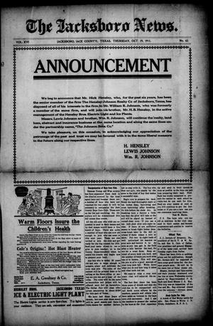 The Jacksboro News. (Jacksboro, Tex.), Vol. 16, No. 42, Ed. 1 Thursday, October 19, 1911
