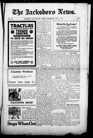 Primary view of object titled 'The Jacksboro News. (Jacksboro, Tex.), Vol. 20, No. 45, Ed. 1 Wednesday, November 8, 1916'.