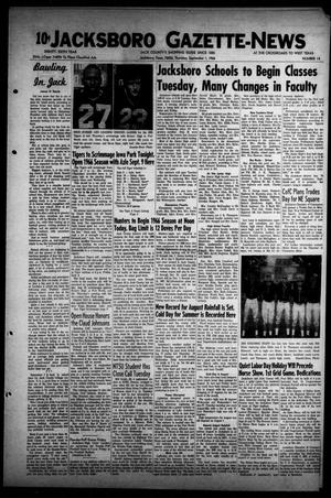 Primary view of object titled 'Jacksboro Gazette-News (Jacksboro, Tex.), Vol. EIGHTY-SIXTH YEAR, No. 14, Ed. 1 Thursday, September 1, 1966'.