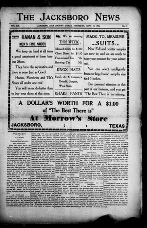 The Jacksboro News (Jacksboro, Tex.), Vol. 13, No. 37, Ed. 1 Thursday, September 10, 1908