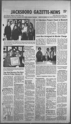Primary view of object titled 'Jacksboro Gazette-News (Jacksboro, Tex.), Vol. 109, No. 41, Ed. 1 Monday, February 12, 1990'.
