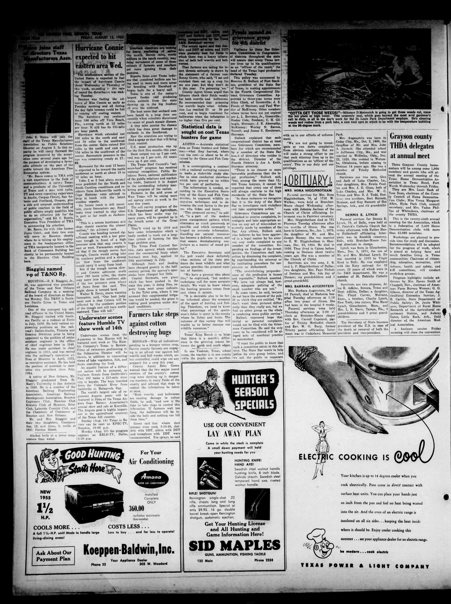 The Denison Press (Denison, Tex.), Vol. 27, No. 8, Ed. 1 Friday, August 12, 1955
                                                
                                                    [Sequence #]: 4 of 6
                                                